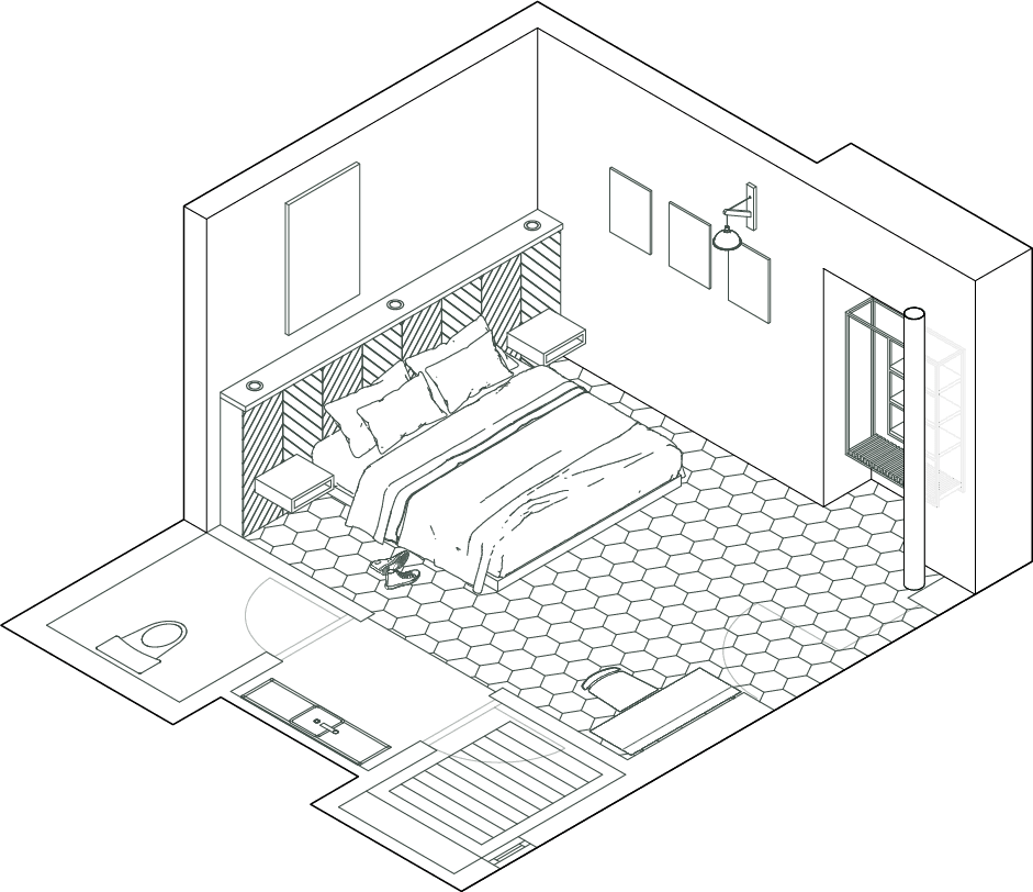 Plano isométrico de la habitación sencilla Plano isométrico de la habitación sencilla